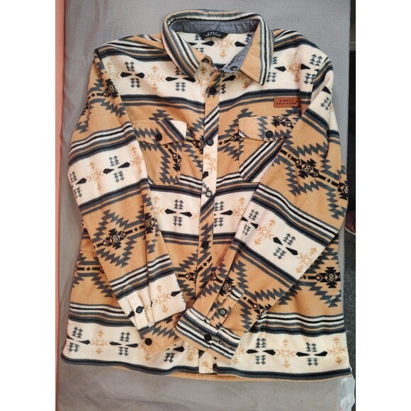 Men's Simply Southern Aztec Fleece Long Sleeve Button Down Jacket Medium - Picture 3 of 7